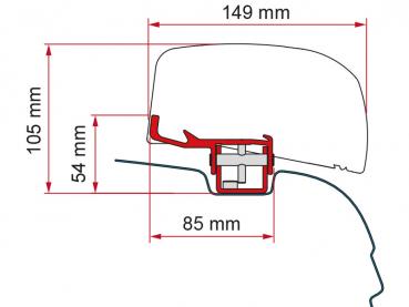Fiamma Adapter F40van für VW T5 / T6 / T6.1 ohne C-Schiene (Beifahrerseite) #98655Z152